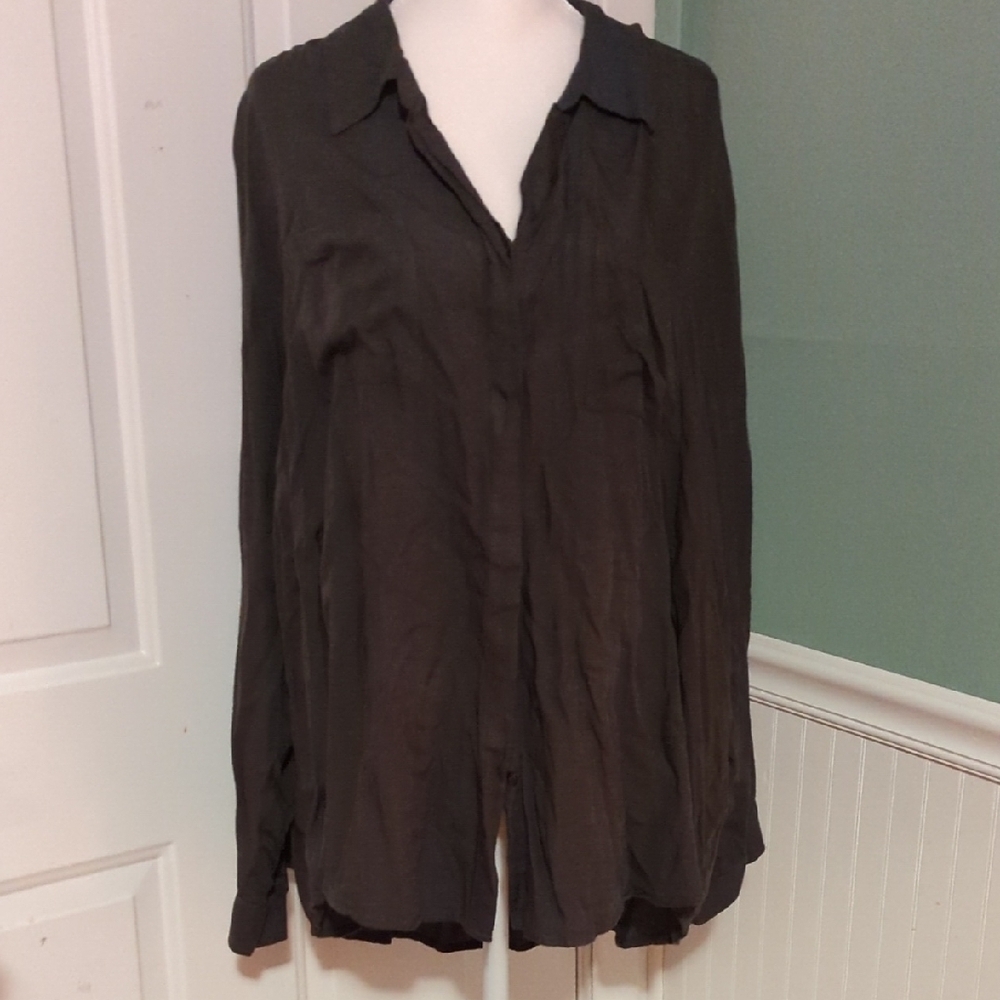 Dress Barn Gray Long Sleeve Roll Tab Plus Size 2X